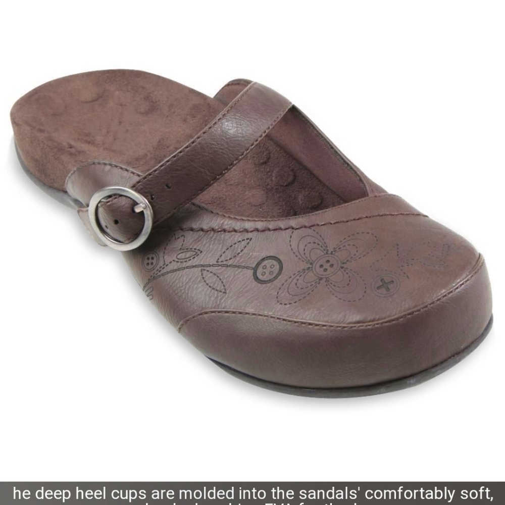 Orthoheel Leather Arch Support Mules Shoes Mary Jane Round Toe Size 11